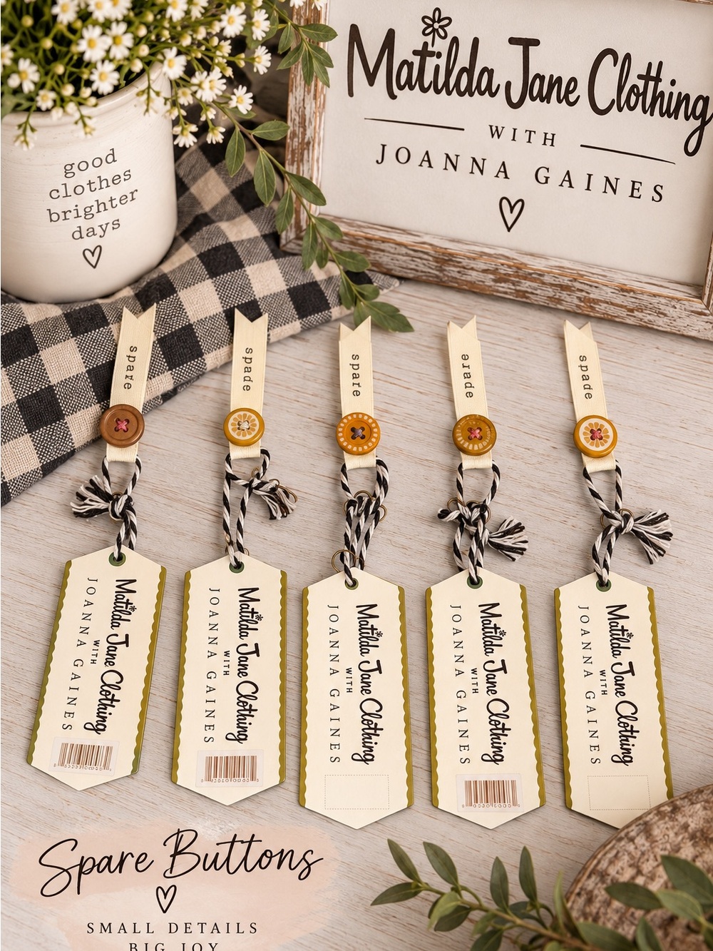 Matilda Jane Clothing x Joanna Gaines Spare Buttons Lot of 5 Rare